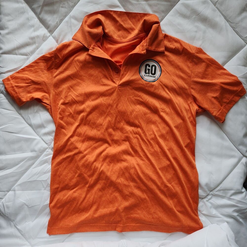 Sport-Tek Men's GO Carwash Logo Orange Collared Polo Size S